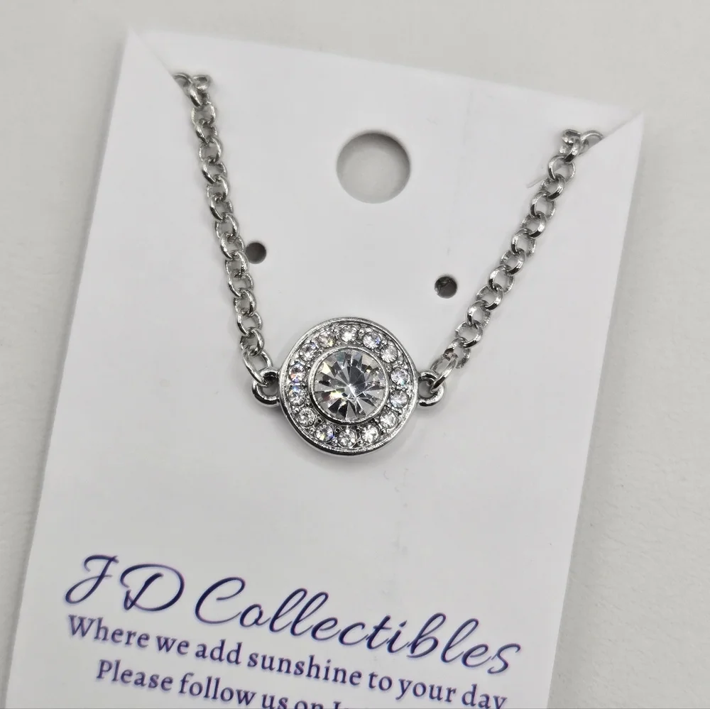 Swarovski Crystal Elements Silver Chain Bracelet 6 - 7.5 inch Halo Design